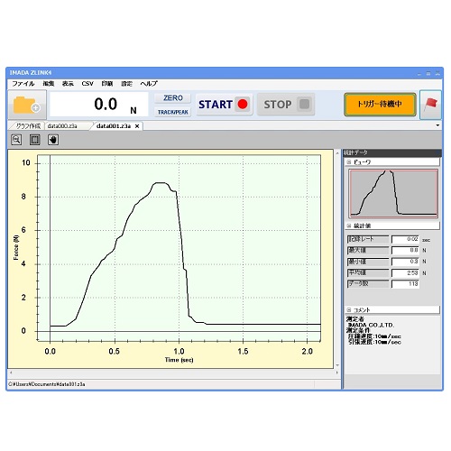 荷重－時間（トルク－時間）グラフ描画ソフトウェア ZLINK4