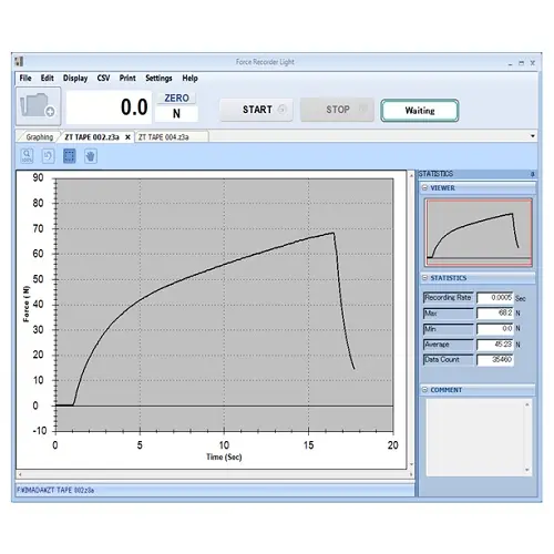 Force-Time (Torque-Time) Graphing Software Force Recorder Light