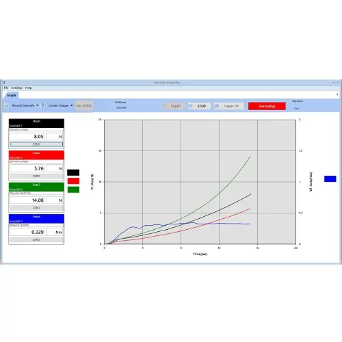 Multiple Force-Time (Torque-Time) Graphing Software Force Recorder Plus